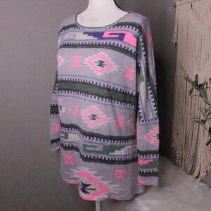 Adrienne | Aztec Knit  Long Sleeve Top  Small